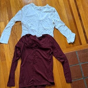 Banana Republic White and Burgundy Layering Tees 2 t-shirts for $15
